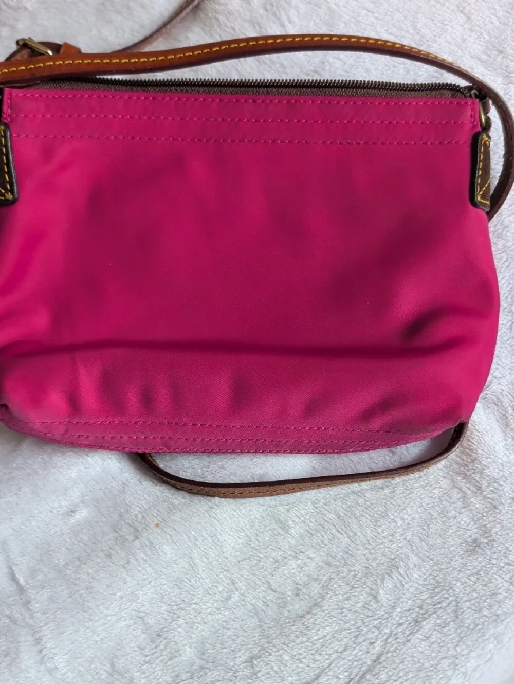 Dooney & Bourke Hot Pink Crossbody with Brown Leather Trim